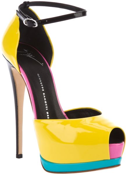 Giuseppe Zanotti Peep Toe Sandal in Yellow - Lyst