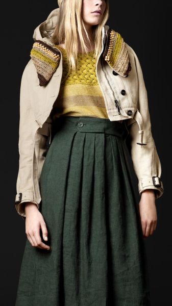 Burberry Prorsum Cropped Crochet Beaded Parka in Beige (trench melange) - Lyst