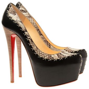 Christian Louboutin Dafreak Python and Leather Platform Pumps - Lyst
