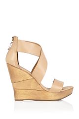 Diane Von Furstenberg Opal Wood Heel Leather Sandal