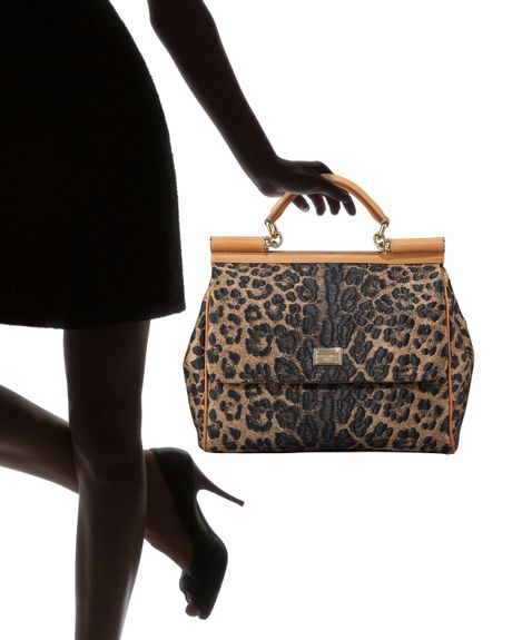 Dolce & Gabbana Miss Sicily Leopard-print Straw Handbag in Animal