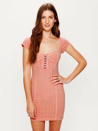 Free People Stretch Eyelet Bodycon - Lyst