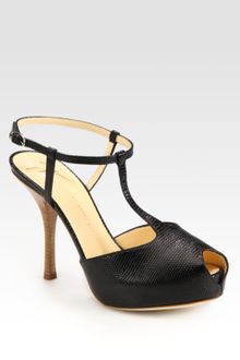 Giuseppe Zanotti Snake-print Leather T-strap Platform Sandals - Lyst