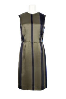 Lanvin Three-Tone Stripped Silk Satin Sleeveless Dress - Lyst