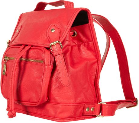 Topshop Raspberry Buckle Backpack in Red (raspberry) - Lyst