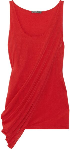 Alexander McQueen Asymmetric Draped Jersey Tank - Lyst