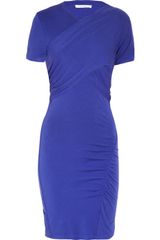 Carven Ruched Wrap-effect Stretch-cotton Dress