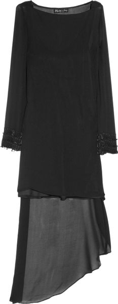 Elizabeth And James Claudia Asymmetric Silkchiffon Dress in Black - Lyst