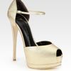 Giuseppe Zanotti Metallic Leather Peep Toe Mary Jane Pumps in Gold - Lyst