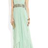 Marchesa Crystalembellished Silkchiffon Gown in Green (aqua) - Lyst