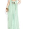 Marchesa Crystalembellished Silkchiffon Gown in Green (aqua) - Lyst