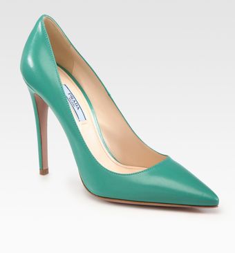 Prada Capretto Leather Point Toe Pumps - Lyst