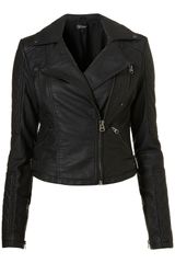Topshop Quilted Panel Pu Biker
