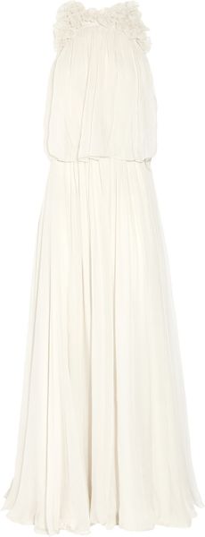 Chloé Flower-appliquéd Silk-mousseline Gown - Lyst