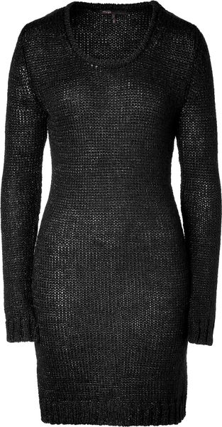 Maje  Crew Neck Knitted Long Sweater in Black - Lyst