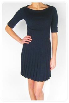 See By Chloé Ribbed Sweater Dress with Pleated Skirt in Navy - Lyst