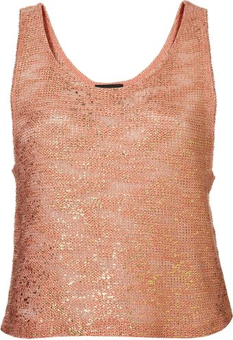 Topshop Foil Textured Drop Back Vest - Lyst