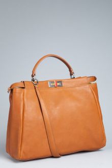 Fendi Cigar Calf Leather Peekaboo Satchel - Lyst