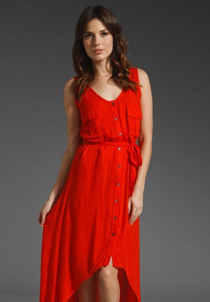 Testament Cargo Tank Dress with Belt in Red (coral) - Lyst