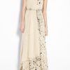3.1 Phillip Lim Splatter Print Maxi Self Belt Gown in Beige (cream) - Lyst