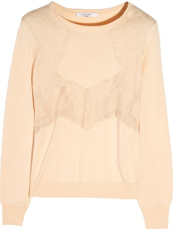 Carven Lace-trimmed Knitted Sweater - Lyst