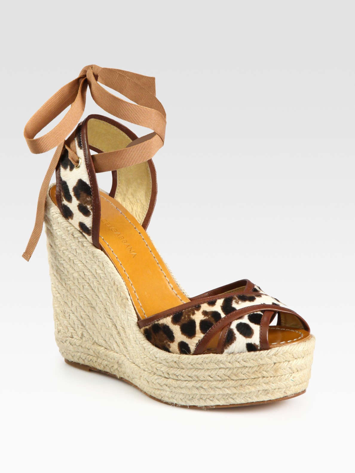 Dolce  Gabbana Leopard-print Calf Hair Espadrille Wedge Sandals in ...