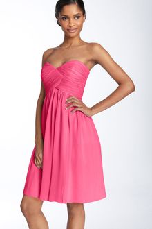 Donna Morgan Strapless Silk Chiffon Dress - Lyst