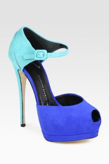 Giuseppe Zanotti Suede Colorblock Platform Sandals - Lyst
