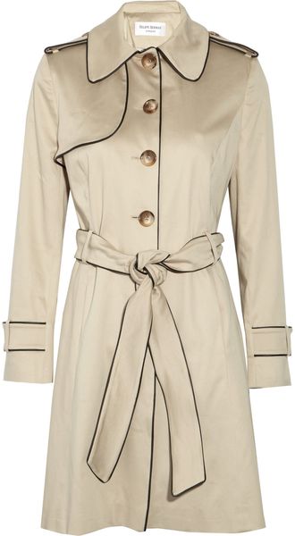 Helene Berman Piped Stretch-cotton Twill Trench Coat - Lyst