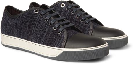 Lanvin Woven Suede Sneakers in Blue for Men - Lyst