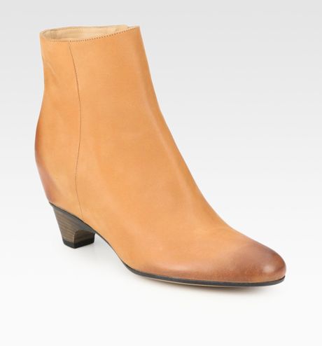 Maison Martin Margiela Burnished Leather Ankle Boots in Brown - Lyst