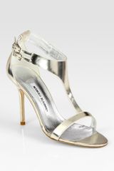 Manolo Blahnik Patent Leather T-strap Sandals