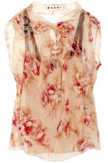 Marni Pussy-bow Organza Top - Lyst