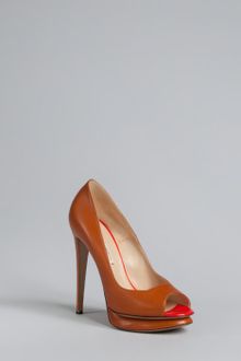 Nicholas Kirkwood Brown Leather Peep Toe Platform Pumps - Lyst