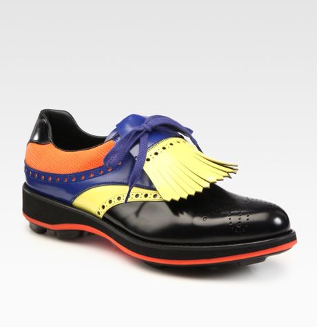 Prada Multicolored Saddle Shoe in Multicolor for Men (cocoa-black) - Lyst