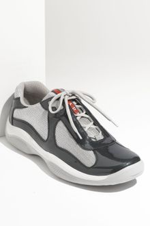 Prada Americas Cup Mesh & Leather Sneaker - Lyst