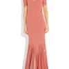 Zac Posen Stretch Satincrepe Fishtail Gown in Pink (coral) - Lyst