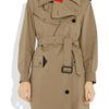 Burberry Leathertrimmed Gabardine Trench Coat in Brown (olive) - Lyst