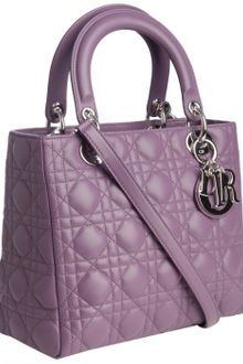 Dior Malva Cannage Quilted Lambskin Lady Medium Top Handle Bag - Lyst