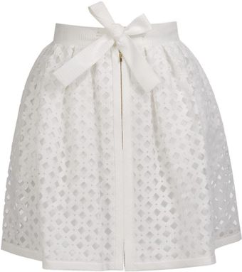 Fendi Laser-cut Cotton-silk Lattice Skirt - Lyst