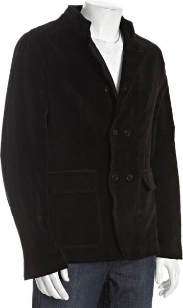 John Varvatos Usa Black Cotton Velvet Double Breasted Jacket in Black for Men - Lyst