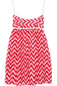 Milly Valetta Zigzag-print Cotton-voile Mini Dress - Lyst