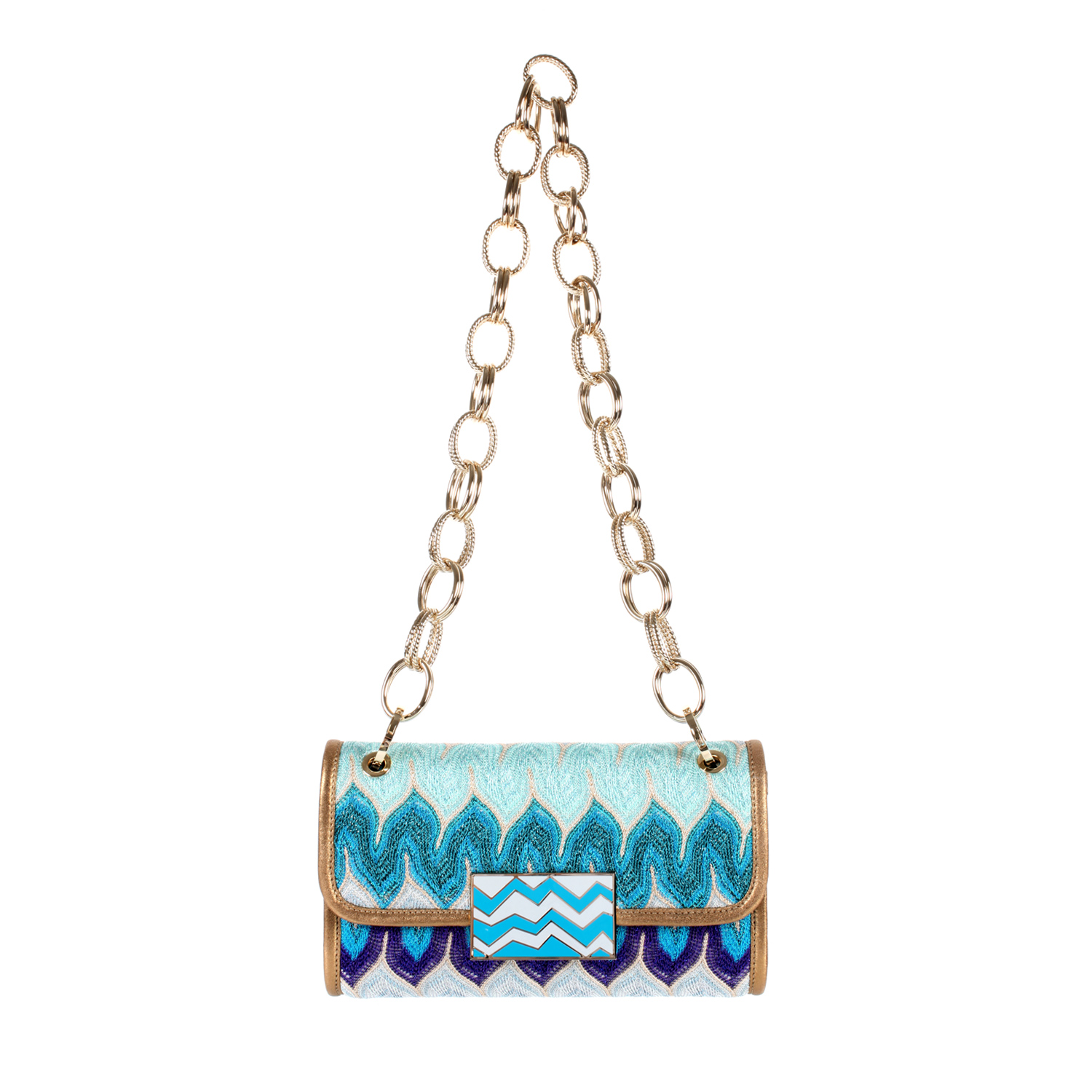 Cross Body Flap Bag In Pastel And Iridescent Multicolor Pattern Knit ...