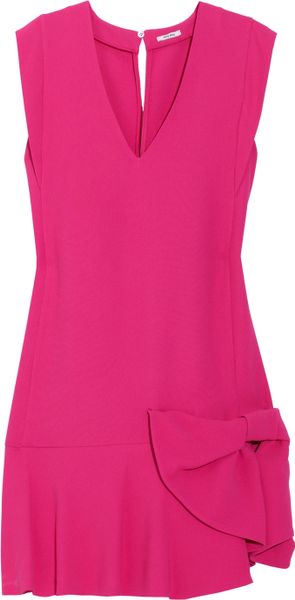 Miu Miu Droppedwaist Crepe Dress in Pink (fuchsia) - Lyst