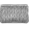 Miu Miu Metallic Matelassé Leather Clutch in Silver - Lyst