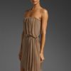 Alice + Olivia Mid Length Twist Strapless Dress in Brown (taupe) - Lyst