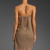 Alice + Olivia Mid Length Twist Strapless Dress in Brown (taupe) - Lyst