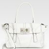 Milly Mina Ostrichembossed Leather Satchel in White - Lyst
