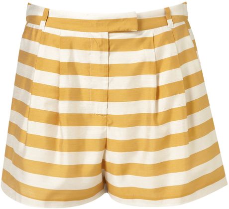 Topshop Coord Stripe Fluid Shorts in Yellow (mustard) - Lyst