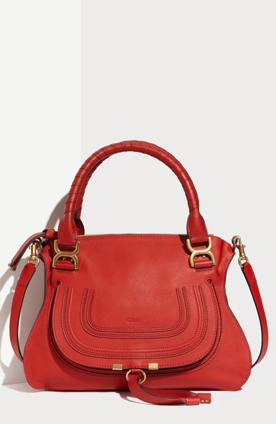 Chloé Marcie  Small Calfskin Satchel in Red (poppy) - Lyst